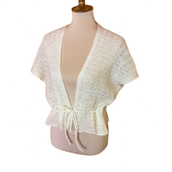 Vintage 70s crochet drawstring coverup - Picture 1 of 10